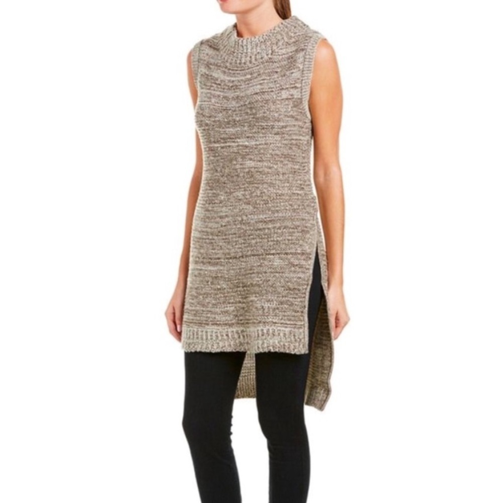 CALIFORNIA MOONRISE Sleeveless Knit Long Tunic Sweater Grey XS
